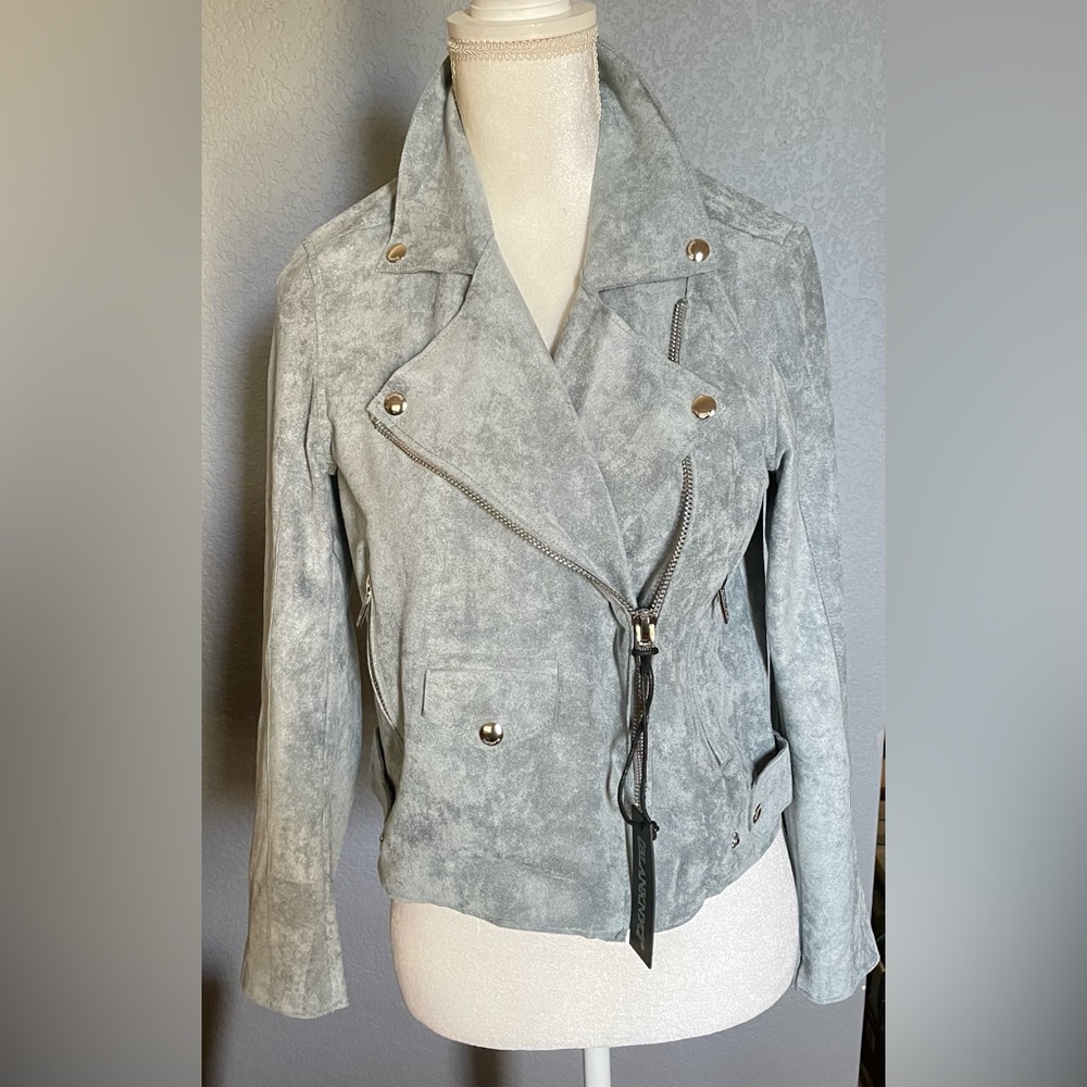NWT Blank NYC Faux Suede Jacket Grey/Blue Color Size S - Picture 4 of 11